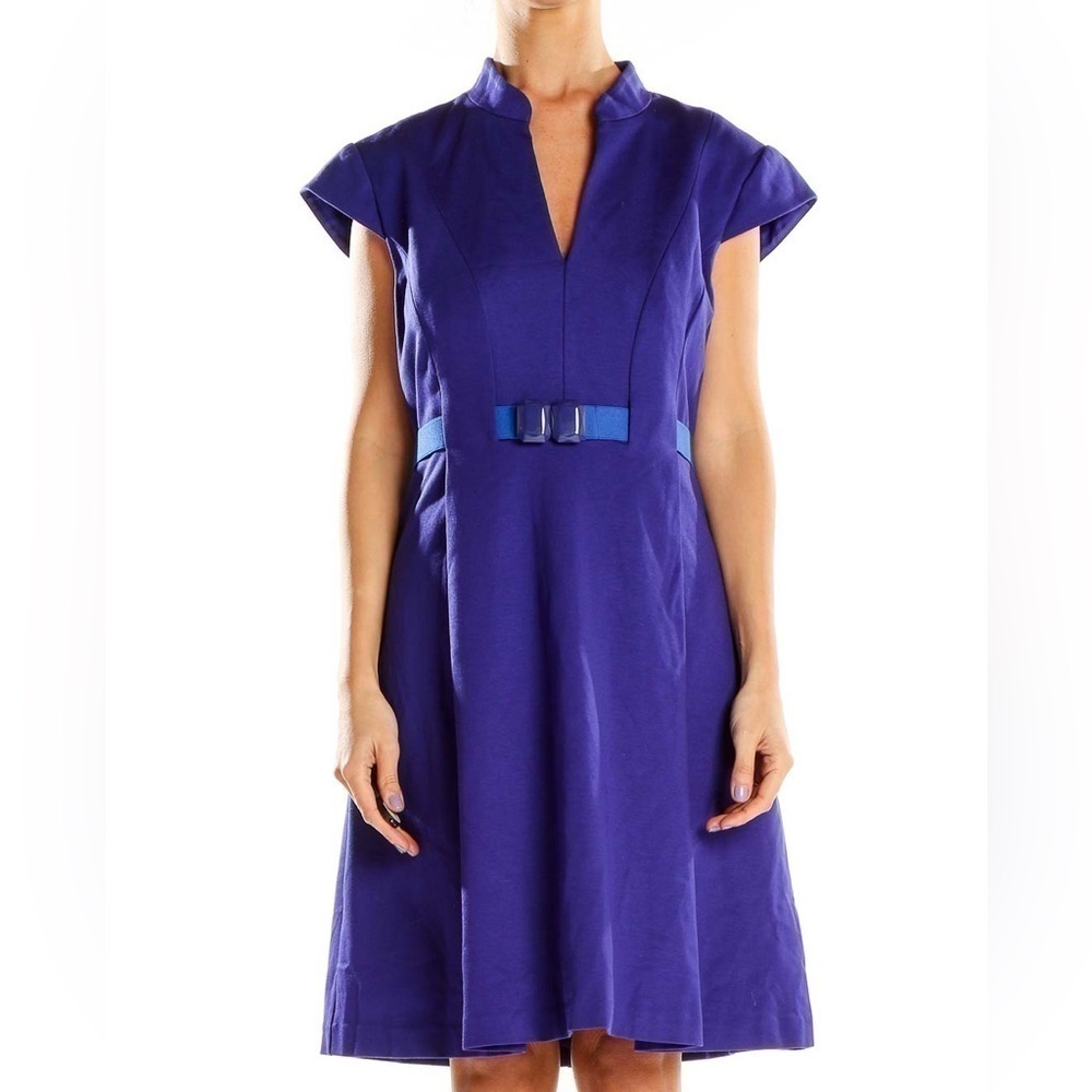 Trina Turk Classic Fit and Flare with belt and cap sleeves- purple Size S